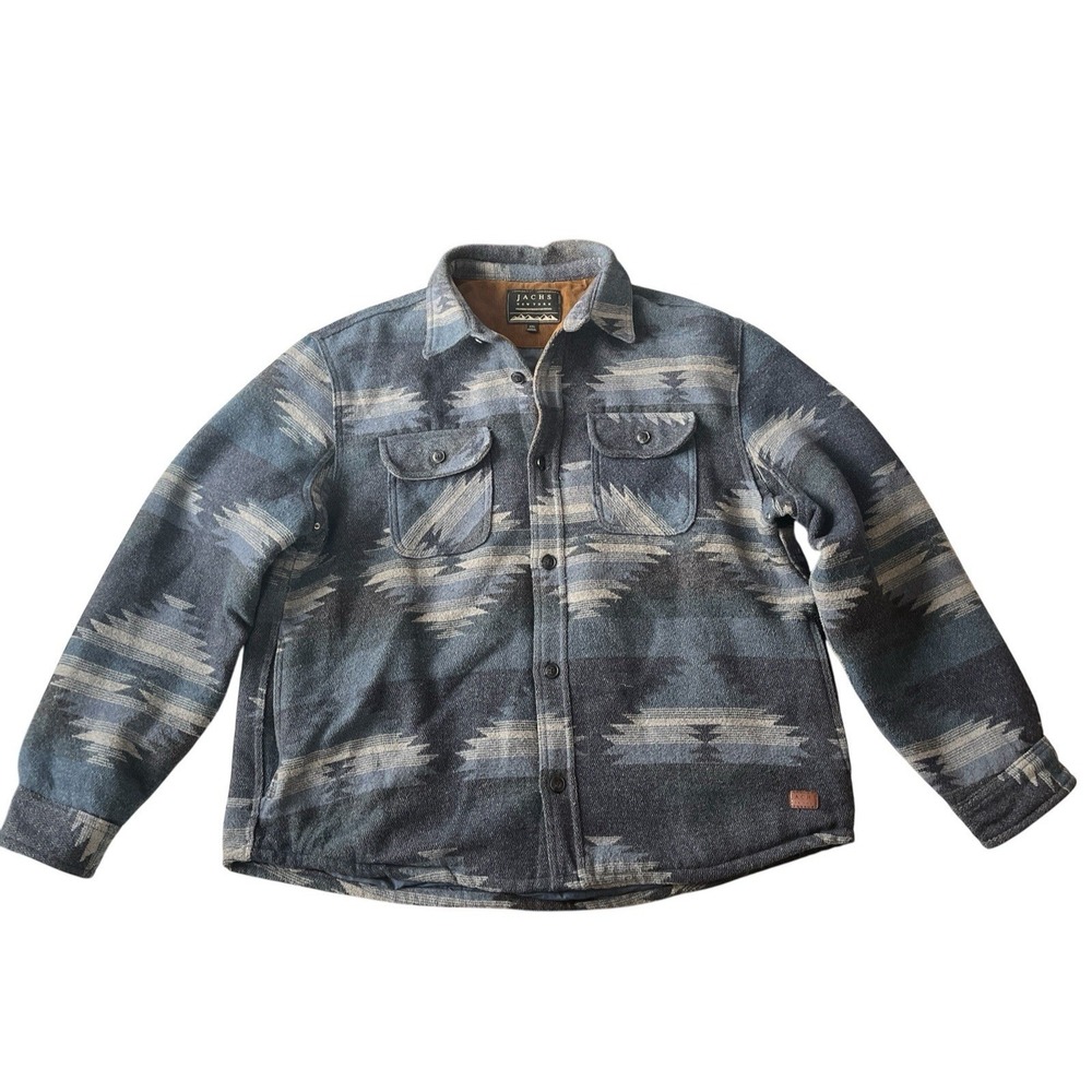 Jachs Size XXL 2XL Jacket Blue Aztec Western Button Up Collared Long Sleeve Coat